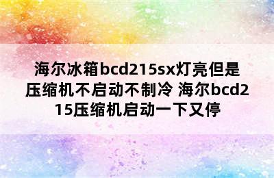 海尔冰箱bcd215sx灯亮但是压缩机不启动不制冷 海尔bcd215压缩机启动一下又停